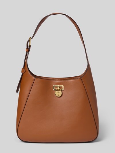 Lauren Ralph Lauren Leren handtas met labelapplicatie, model 'TANNER' Cognac - 2