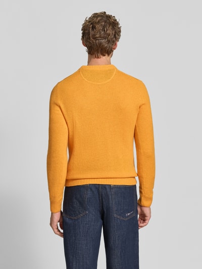 MCNEAL Slim Fit Strickpullover aus reiner Wolle mit Label-Stitching CORAL Melange 5