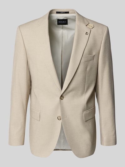 Produktfoto, Modern Fit 2-Knopf-Sakko mit Pattentaschen Modell 'Ezzo' von DIGEL in Beige, Material-Mix mit Viskose-Anteil, Reverskragen, Herren, glatte Textur, Rücklänge 74 cm, Schulterbreite 45 cm, Ärmellänge 64 cm