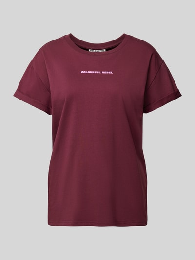 Colourful Rebel Boxy fit T-shirt met labelprint Bordeaux - 2