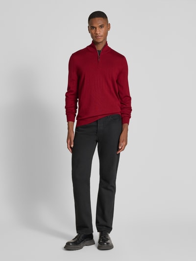 JOOP! Collection Gebreide pullover van merinowol met schipperskraag, model 'Dario' Kersenrood - 1