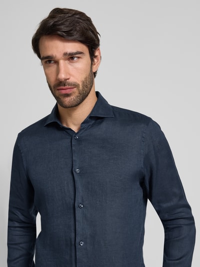 JOOP! Collection Slim Fit Leinenhemd mit Haifischkragen Marine 3