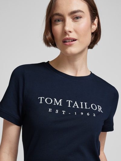 Tom Tailor T-shirt met labelstitching Marineblauw - 3