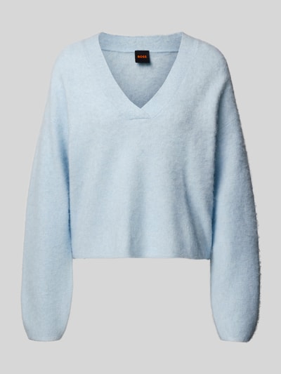 BOSS Orange Sweter o kroju oversized z dodatkiem wełny model ‘FITI’ Jasnoniebieski 2