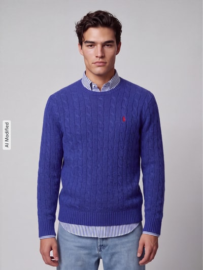 Polo Ralph Lauren Sweter o kroju regular fit z mieszanki wełny i kaszmiru Niebieski 4