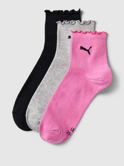 Puma Socken mit Wellensaum im 3er-Pack Neon Pink 1