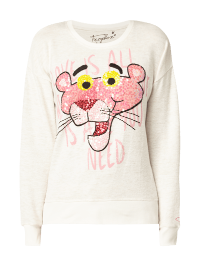 Frogbox Pullover mit Pink Panther Stickerei offwhite online kaufen