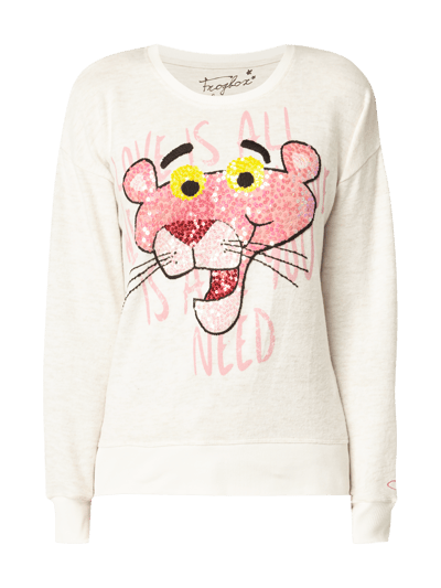 Frogbox Pullover mit Pink Panther©-Stickerei Offwhite 2