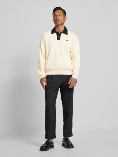 Lacoste Gebreide pullover met platte kraag Offwhite - 1