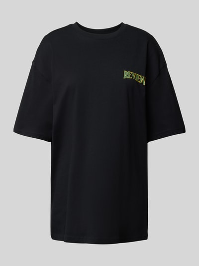 Review T-shirt o kroju oversized z nadrukiem z logo Czarny 2