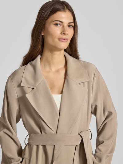 Jake*s Casual Trenchcoat aus Viskose-Mix mit Bindegürtel Taupe 3