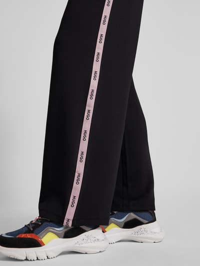 HUGO Spodnie sportowe z elastycznym pasem model ‘DALIA’ Czarny 3