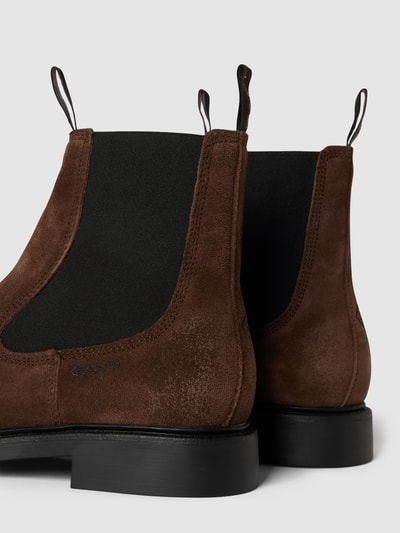 Gant Chelsea boots met labeldetails, model 'MILLBRO' Donkerbruin - 3