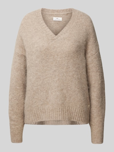 Fynch-Hatton Gebreide pullover van wolmix met V-hals Beige gemêleerd - 2