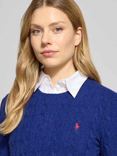 Polo Ralph Lauren Gebreide pullover van een mix van wol en kasjmier, model 'JULIANNA' Donkerblauw - 3