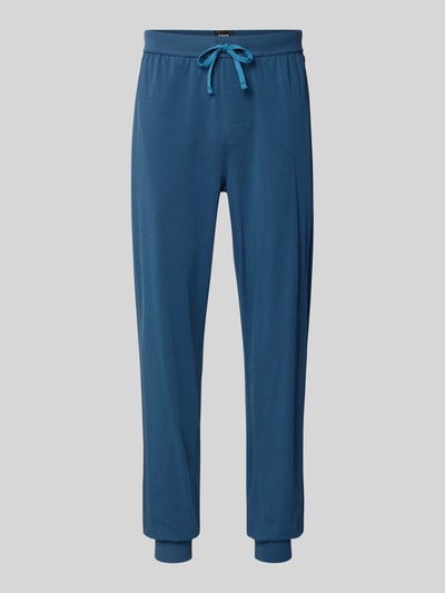 BOSS Spodnie dresowe o kroju regular fit z mieszanki bawełny Ciemnoniebieski 2