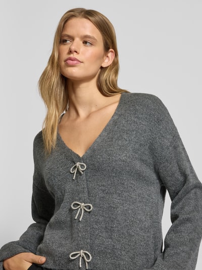 Only Relaxed fit gebreide pullover met strikdetail, model 'DONNA' Middengrijs gemêleerd - 3