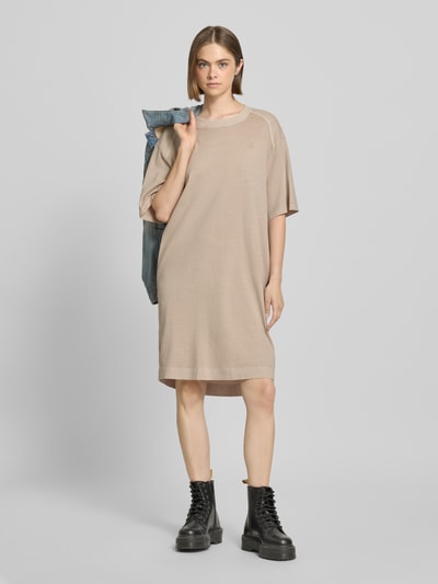 G-Star Raw Sukienka T-shirtowa o długości do kolan z okrągłym dekoltem Beżowy 1