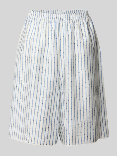 Produktfoto, Shorts aus Lyocell-Mix mit elastischem Bund von American Vintage, krój regular fit, model 'ZIVOW', deseń allover, szerokość w rozmiarze S: 34 cm, długość wewnętrzna nogawki w rozmiarze S: 23 cm, biały z niebieskim wzorem, miękka faktura