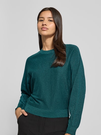 Vero Moda Sweter o kroju relaxed fit z dzianiny z mieszanki wiskozy model ‘HAPPYGLITTER’ Petrol 3