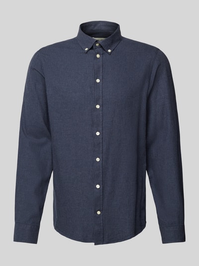 Casual Friday Regular Fit Freizeithemd mit Button-Down-Kragen Modell 'ANTON' Marine Melange 2