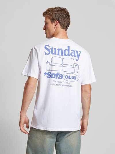 Only & Sons T-shirt met geribde ronde hals, model 'SUNDAY' Wit - 5