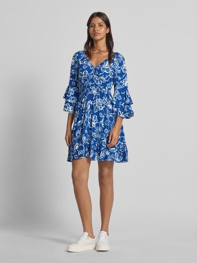 Apricot Minikleid mit Volants Blau 1