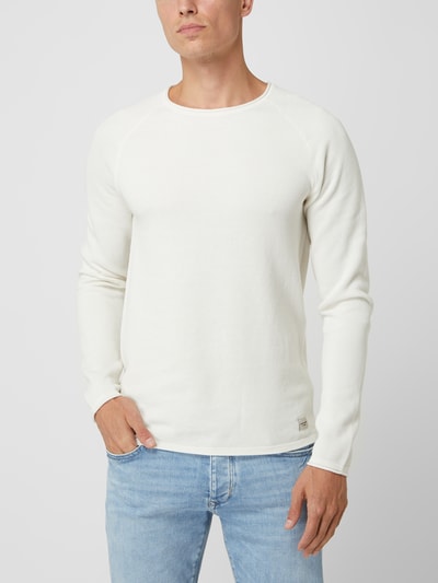 Jack & Jones Sweter z dzianiny z naszywką z logo model ‘HILL’ Biały 4