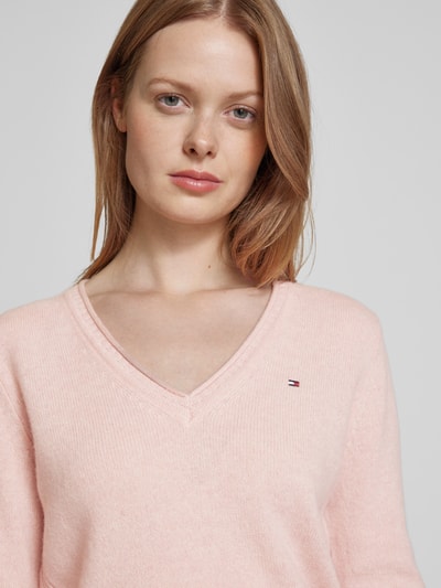 Tommy Hilfiger Wollen pullover met logostitching Roze - 3