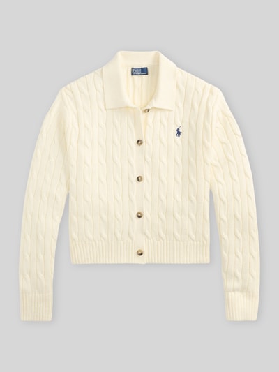 Polo Ralph Lauren Regular Fit Strickjacke aus reiner Baumwolle Offwhite 2