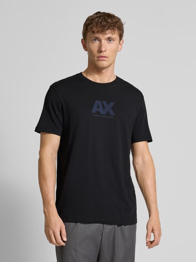 ARMANI EXCHANGE T-shirt o kroju regular fit z czystej bawełny z nadrukiem z logo Czarny 4