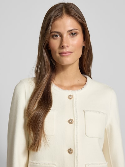 Marc Cain Regular fit jack van puur katoen met ronde hals Ecru - 3