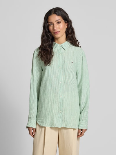 Tommy Hilfiger Regular fit overhemdblouse van puur linnen Lichtgroen - 4