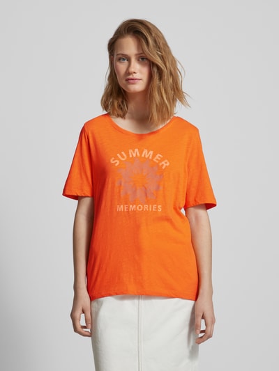 s.Oliver RED LABEL T-shirt z nadrukiem ze sloganem Pomarańczowy 4
