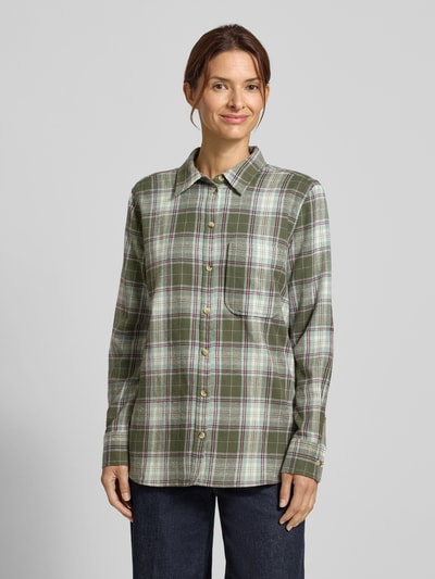 Christian Berg Woman Bluzka koszulowa o kroju relaxed fit z kieszenią na piersi Oliwkowy 4