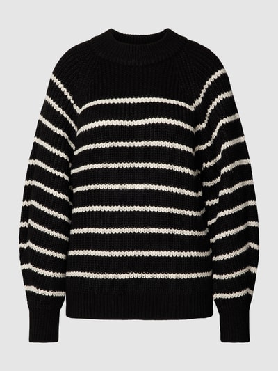 Redefined Rebel Strickpullover mit Streifenmuster Modell 'MIBA' Black 2