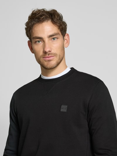 BOSS Orange Sweatshirt met labeldetail, model 'Westart' Zwart - 3