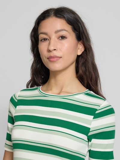 Tom Tailor Denim Körpernahes Midikleid mit Streifenmuster Gruen 3