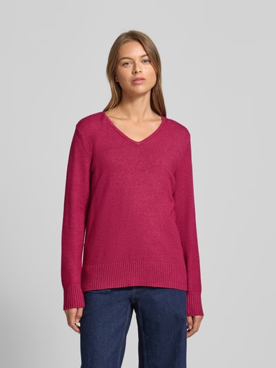 Christian Berg Woman Bluzka z długim rękawem o kroju regular fit z imitacji dzianiny z mieszanki wiskozy Fuksjowy melanż 4