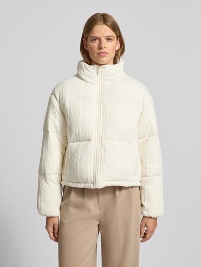 Review Kurtka pikowana ze stójką i wyhaftowanym logo Złamany biały 4