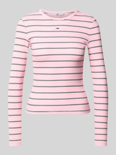 Tommy Jeans Slim Fit Langarmshirt aus Baumwoll-Mix Rosa 2