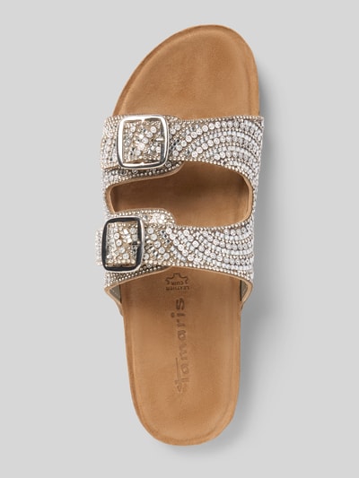 Tamaris Sandalette aus Leder mit Ziersteinbesatz Silber 3