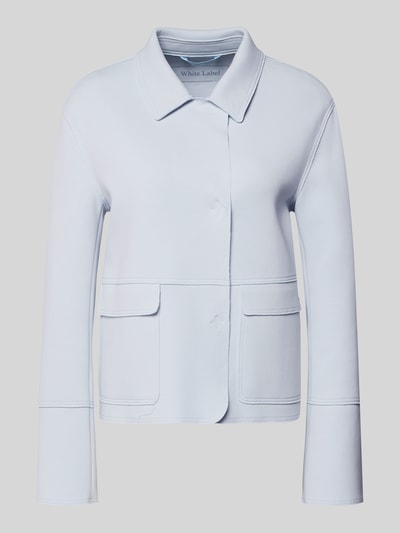 Produktfoto, Blazer mit Kentkragen und aufgesetzten Pattentaschen von WHITE LABEL in hellem Blau, Baumwoll-Mix mit Stretch, gerader Schnitt, verdeckter Verschluss, strukturierte Oberfläche
