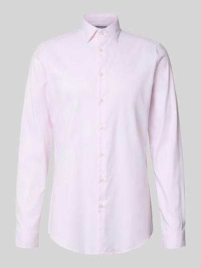 Produktfoto, Slim Fit Business-Hemd Extralang mit Kentkragen von Jake*s in hellem Rosa, Material-Mix mit Stretch-Anteil, glatte Textur