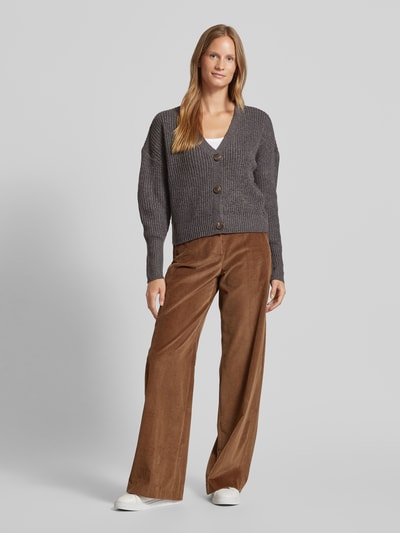 Vero Moda Regular fit gebreid jack met V-hals, model 'LEA' Antraciet - 1