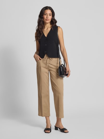 TONI Wide leg stoffen broek met verkort model, model 'Sue' Beige - 1