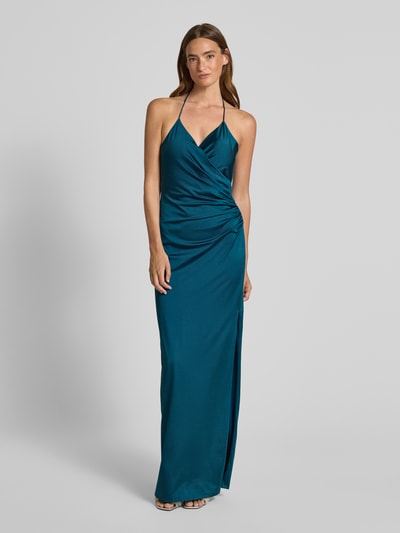 Jake*s Cocktail Abendkleid mit gekreuzten Trägern und V-Ausschnitt Petrol 4