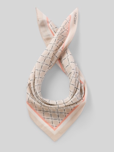 Produktfoto, Tuch aus Baumwoll-Seide-Mix mit Logo-Muster von Marc Cain, vierkant model, all-over look, breedte maat 1: 57 cm, zachte tinten, fijne textuur