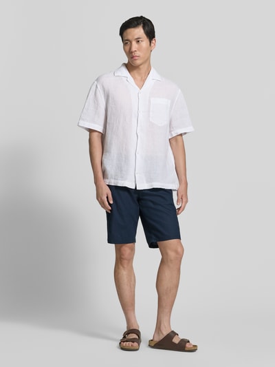 Tom Tailor Szorty z lnu w kroju regular fit z mieszanki lnu i bawełny Granatowy 1