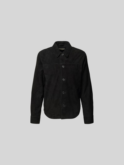 Officine Générale Hemdjacke aus echtem Leder Black 2